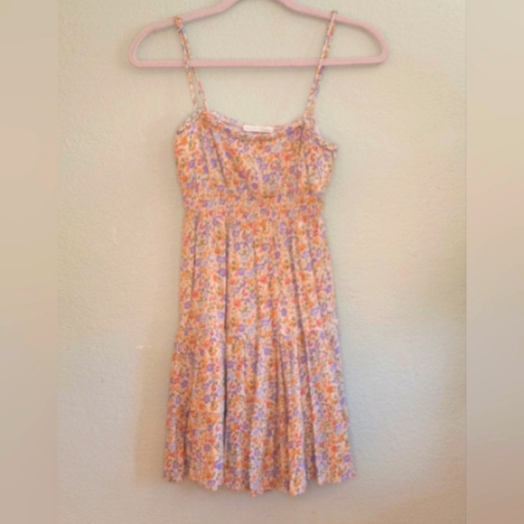 Be Cool Y2K Sunflower Daisy Floral Tiered Smocked Waist Feminine Girly Sundress - Picture 2 of 7